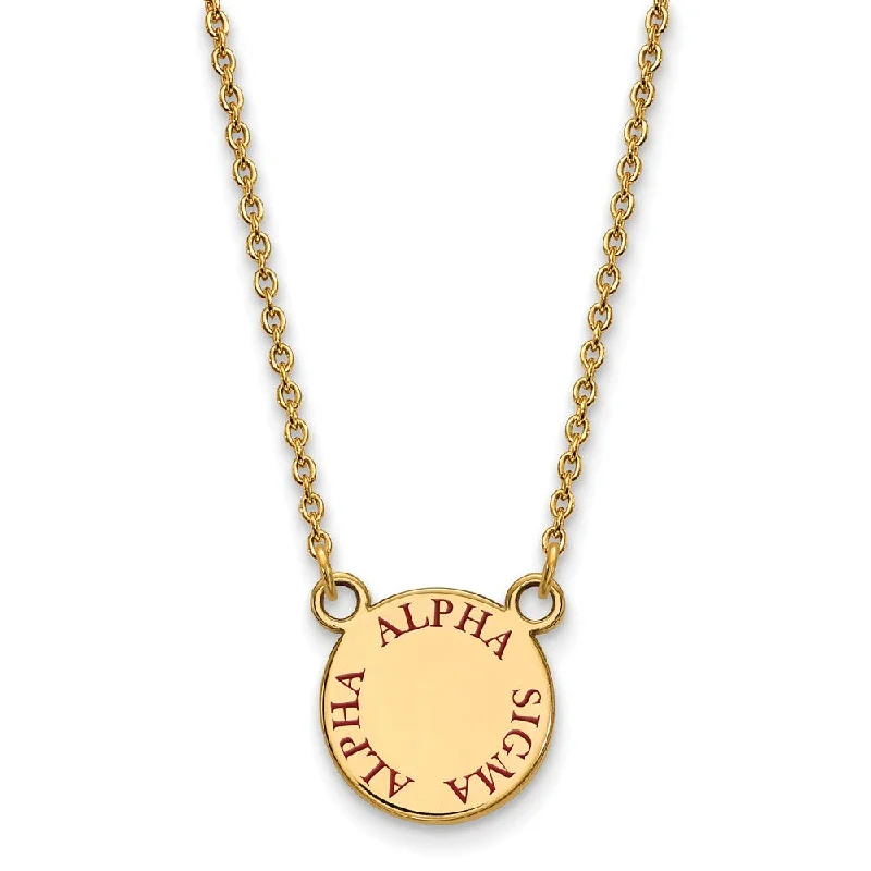 Ladies necklaces for proud moms -14K Plated Silver Alpha Sigma Alpha Small Enamel Necklace