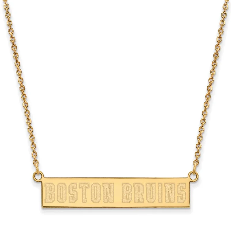 Ladies necklaces artsy elegance -SS 14k Yellow Gold Plated NHL Boston Bruins SM Bar Necklace, 18 Inch