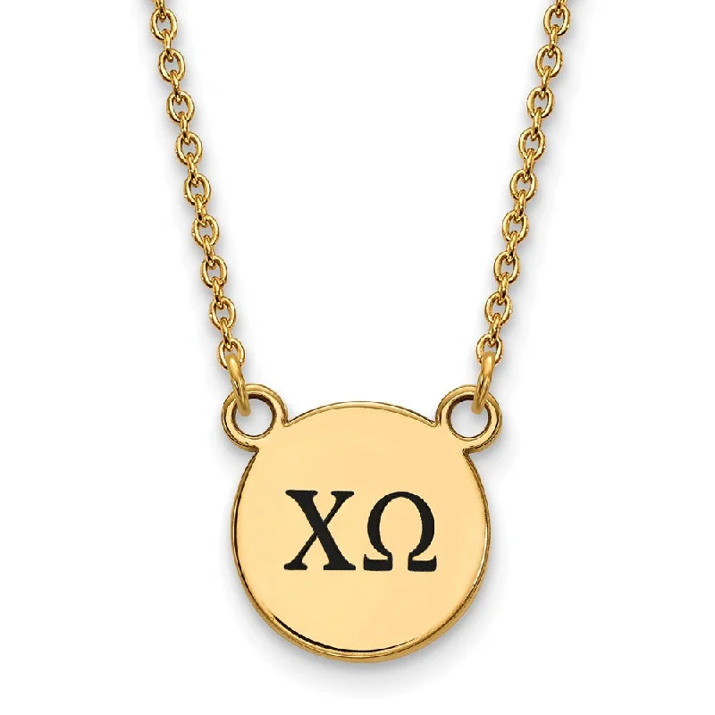 Ladies necklaces for young dreamers -14K Plated Silver Chi Omega Small Enamel Greek Letters Necklace