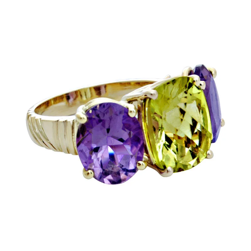 ladies-round-rose-gold-rings-Ring-Amethyst and Lemon Quartz