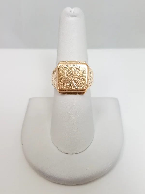 ladies-affordable-pearl-rings-Vintage 12k Yellow Gold Signet Ring