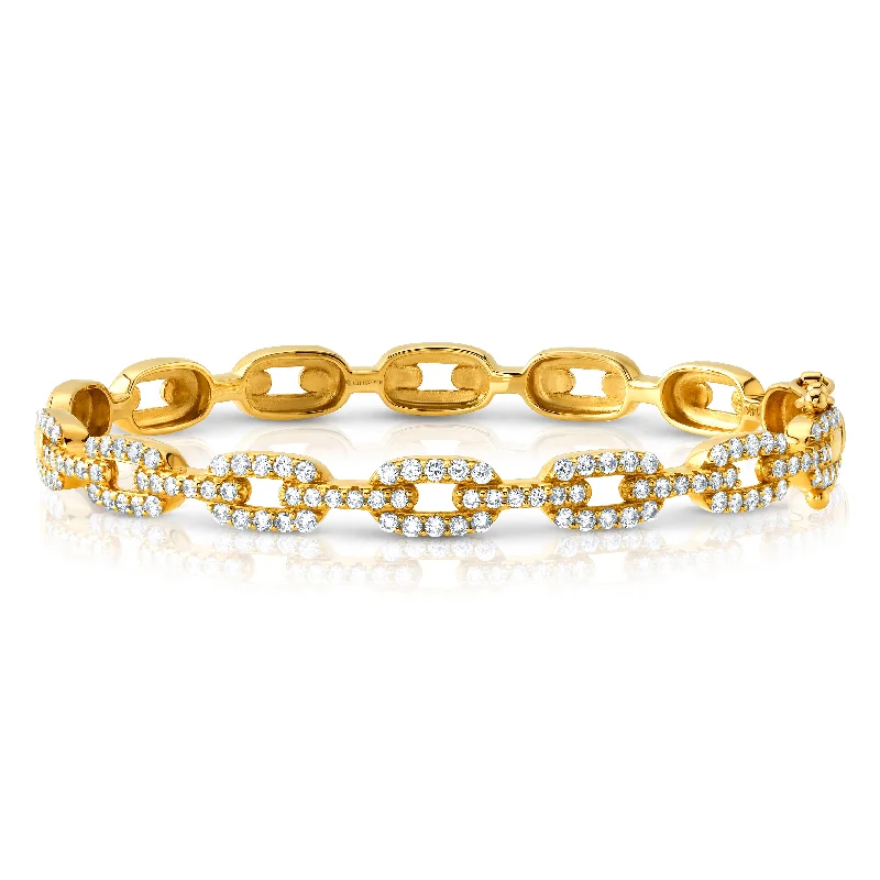 Ladies bracelets for digital vibes -DIAMOND OVAL LINK BRACELET, 14KT GOLD