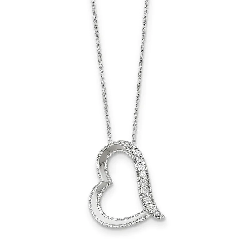 Ladies necklaces for mindful souls -Rhodium Plated Sterling Silver & CZ Daughter-in-Law Heart Necklace