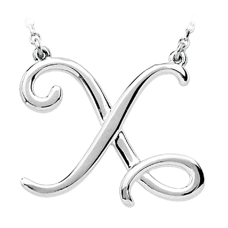 Ladies necklaces with whale pendants -14k White Gold, Olivia Collection, Medium Script Initial X Necklace