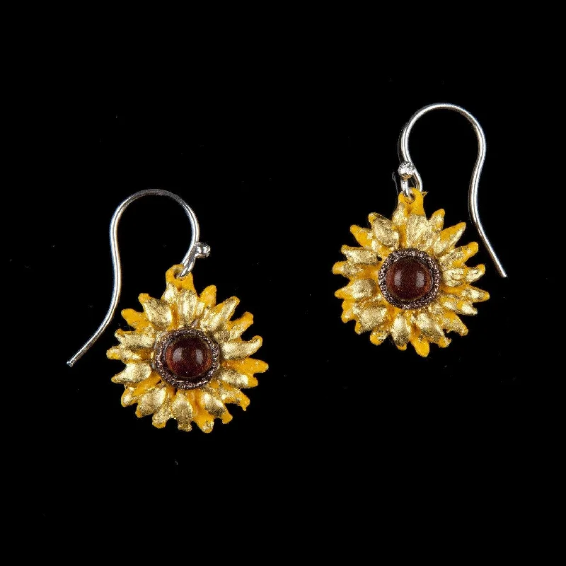 ladies-post-crystal-earrings-Van Gogh Sunflower Earrings - Wire