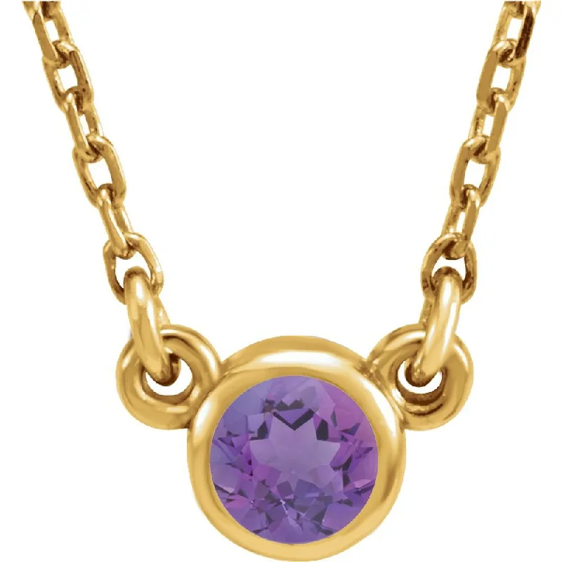 Ladies necklaces quirky flair -14k Yellow Gold 4mm Round Gemstone Solitaire Necklace, 16 Inch