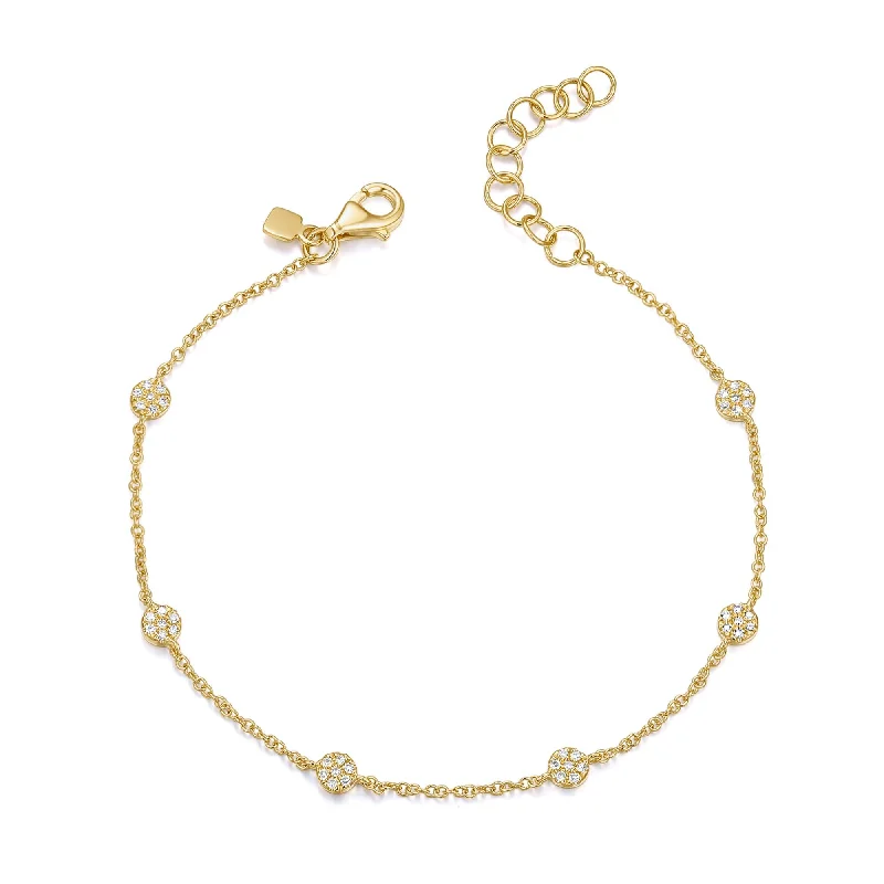 Ladies bracelets with blush opal -14K Yellow Gold Diamond 6 Disc Bracelet