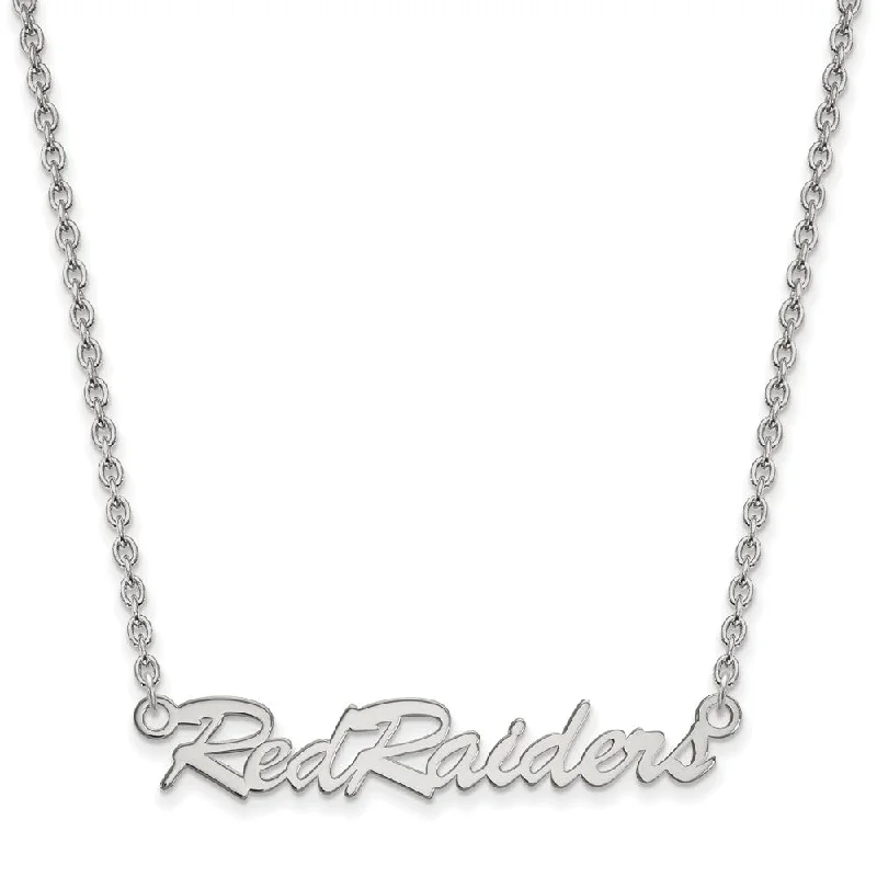 Ladies necklaces fancy charm -Sterling Silver Texas Tech U Medium Script 'Red Raiders' Necklace