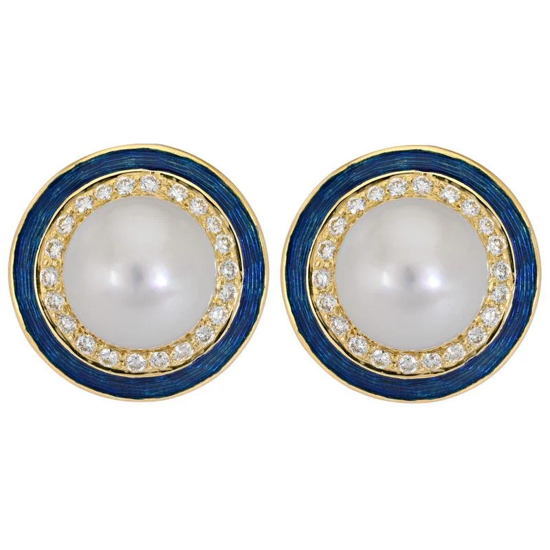 ladies-birthstone-stud-earrings-Earrings- South Sea Pearl and Diamond (Enamel)  (2171B)