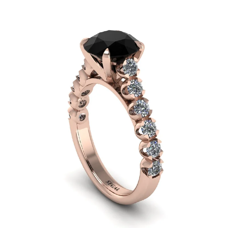 engagement-custom-sapphire-rings-2ct Round Cut Black Diamond 14K Gold Engagement Ring - Christina No. 8