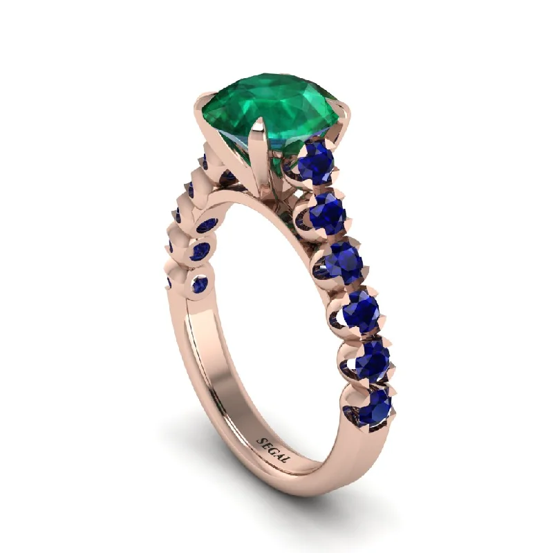 engagement-emerald-halo-rings-2ct Round Cut Emerald 14K Gold Engagement Ring - Christina No. 65