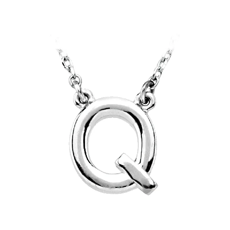 Ladies necklaces for lazy days -14K White Gold, Kendall Collection, Block Initial Q Necklace, 16 Inch