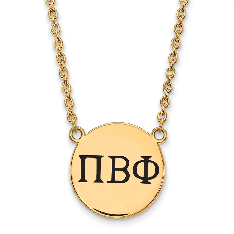 Ladies necklaces with loop pendants -14K Plated Silver Pi Beta Phi Large Enamel Greek Letters Necklace