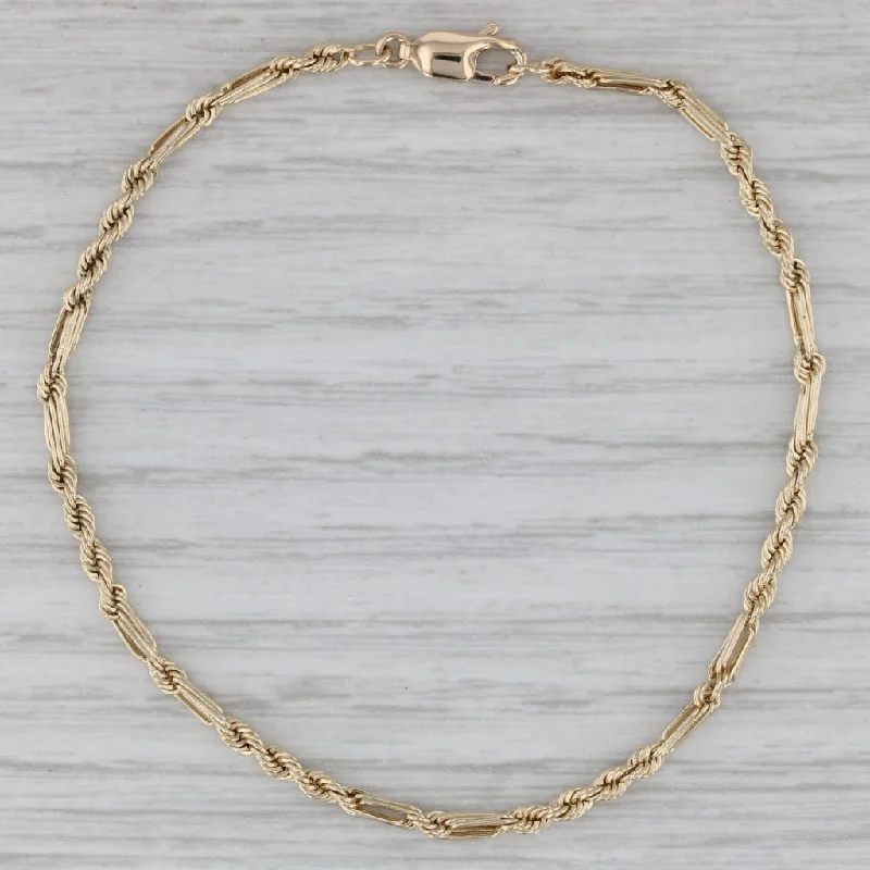 Ladies bracelets vintage charm -Rope Chain Bracelet 14k Yellow Gold 7.25" 2mm