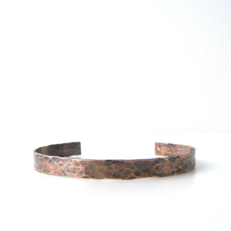 Ladies bracelets for visionary vibes -Urban - Copper and Black Brushed Hammered Cuff Bracelet for Men