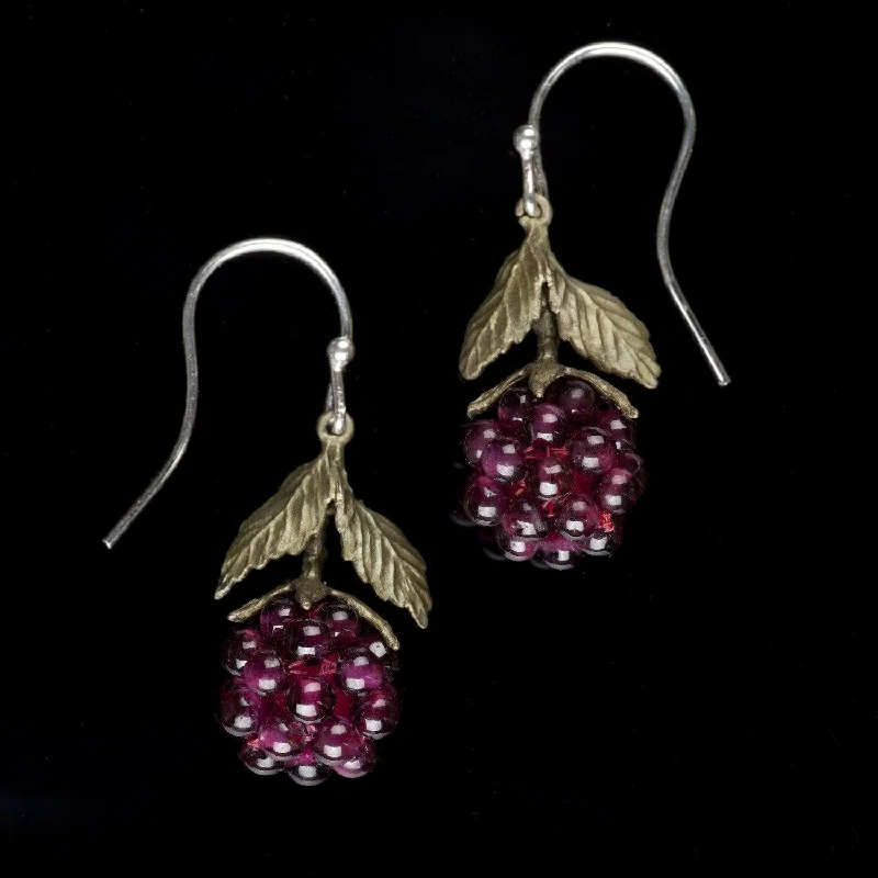 ladies-delicate-silver-earrings-Raspberry Earrings - Wire Drop