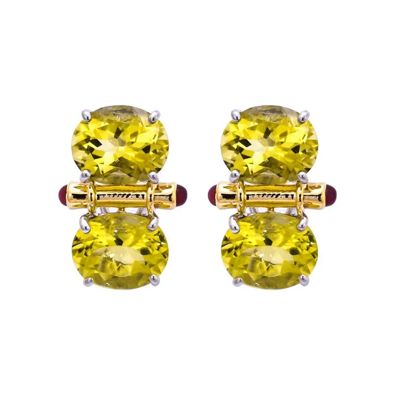 ladies-classic-clip-on-earrings-Earrings- Lemon Quartz and Ruby  (25IM)