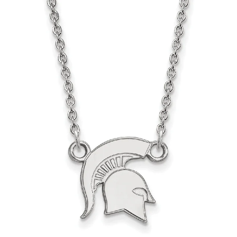 Ladies necklaces platinum shine -10k White Gold Michigan State Small Pendant Necklace