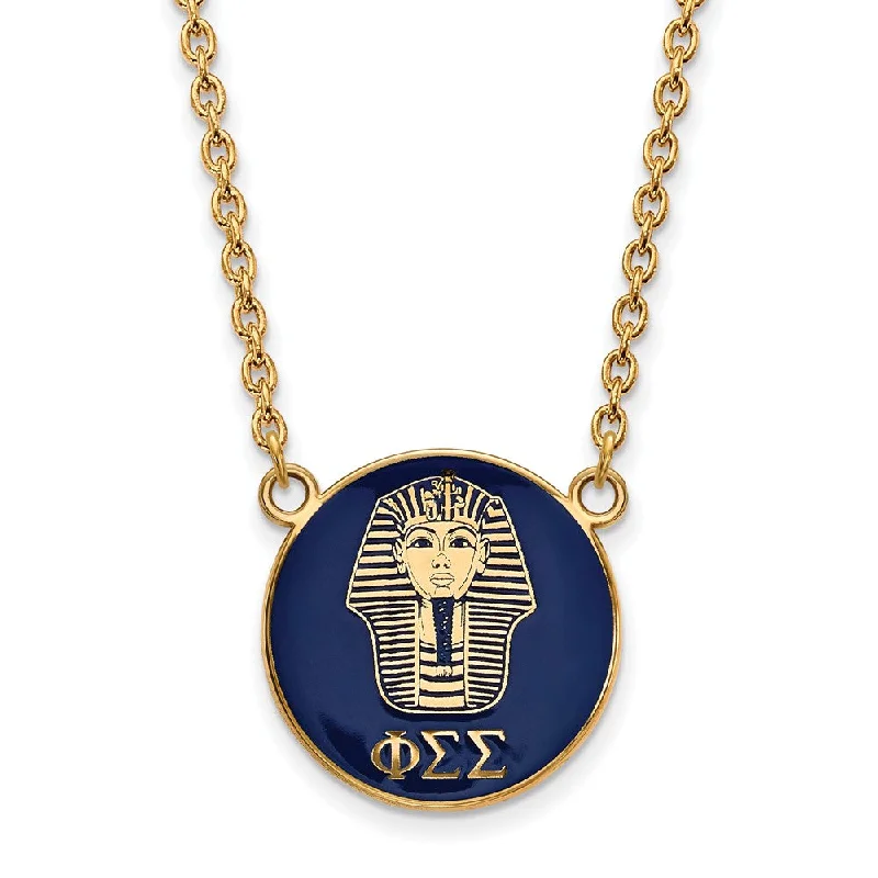 Ladies necklaces fun elegance -14K Plated Silver Phi Sigma Sigma Large Enamel Logo Necklace