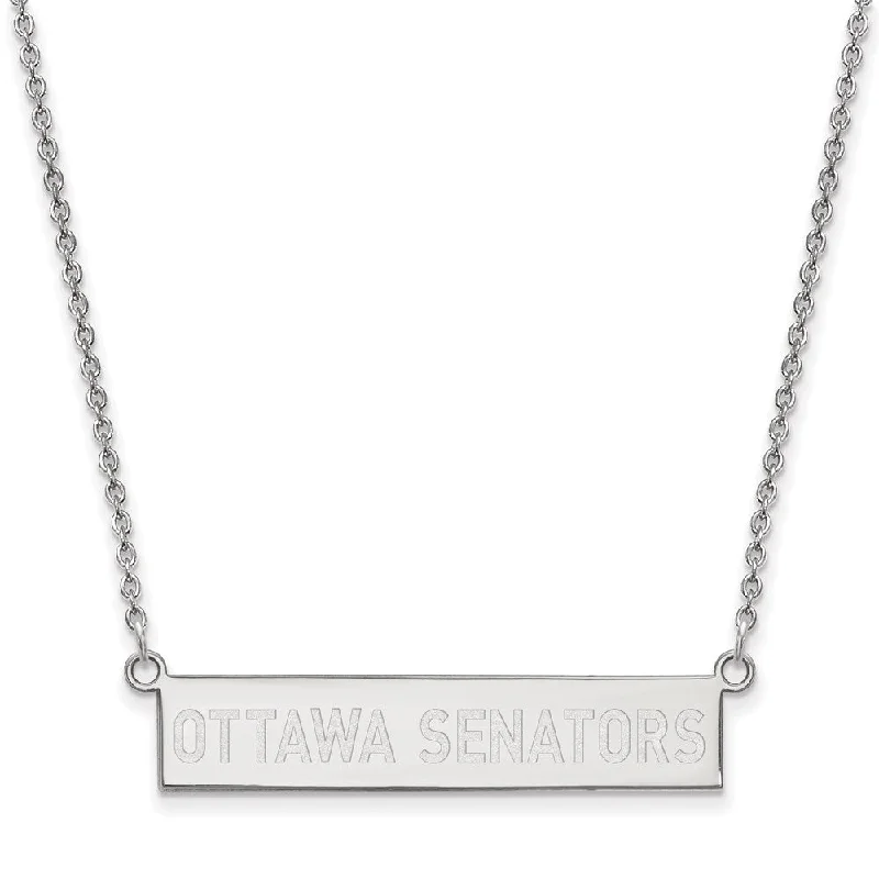 Ladies necklaces with orb pendants -Sterling Silver NHL Ottawa Senators Small Bar Necklace, 18 In