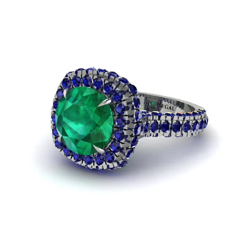 engagement-elegant-cathedral-rings-Emerald Pave Double Halo Engagement Ring - Eve No. 66