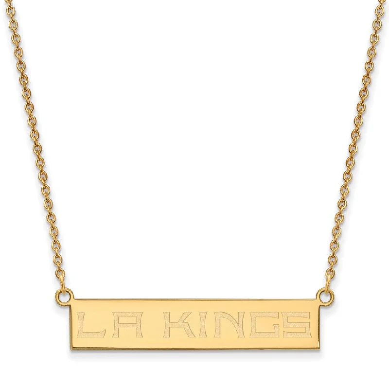 Ladies necklaces for friend vibes -SS 14k Yellow Gold Plated NHL Los Angeles Kings SM Bar Necklace, 18 In