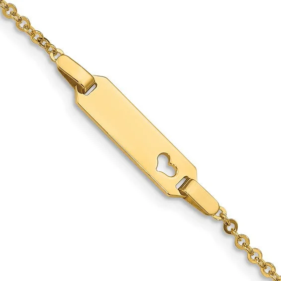 Ladies bracelets for thrill vibes -14K Yellow Gold Heart ID Baby Bracelet