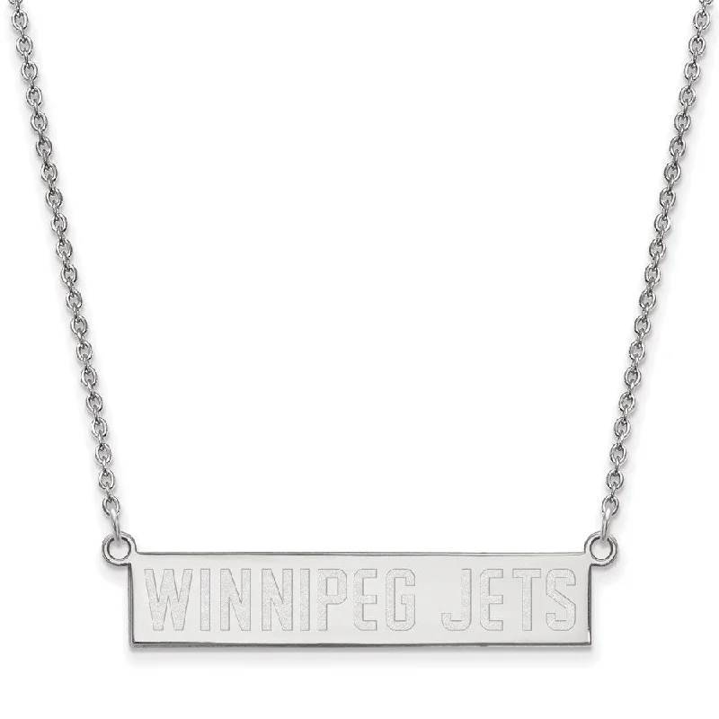 Ladies necklaces with crystal pendants -Sterling Silver NHL Winnipeg Jets Small Bar Necklace, 18 In