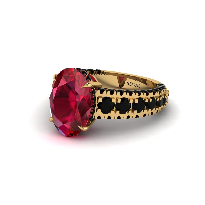 engagement-modern-platinum-rings-4ct Oval Cut Ruby Pave Engagement Ring - Selah No. 40