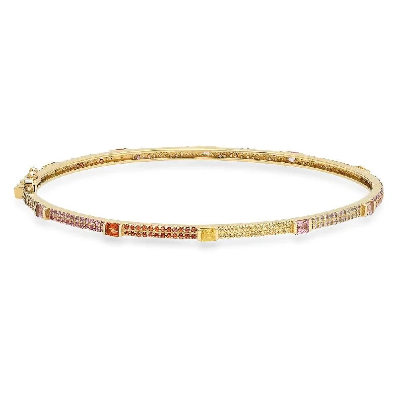 Ladies bracelets with flame pendants -WARM RAINBOW SAPPHIRE BRACELET