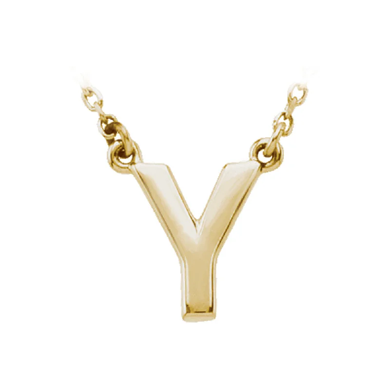 Ladies necklaces for calm vibes -14K Yellow Gold, Kendall Collection, Block Initial Y Necklace, 16 Inch