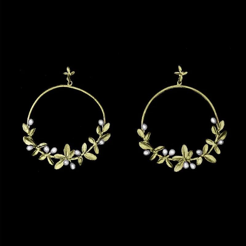 ladies-gold-bar-earrings-Flowering Thyme Earrings - Hoop Post