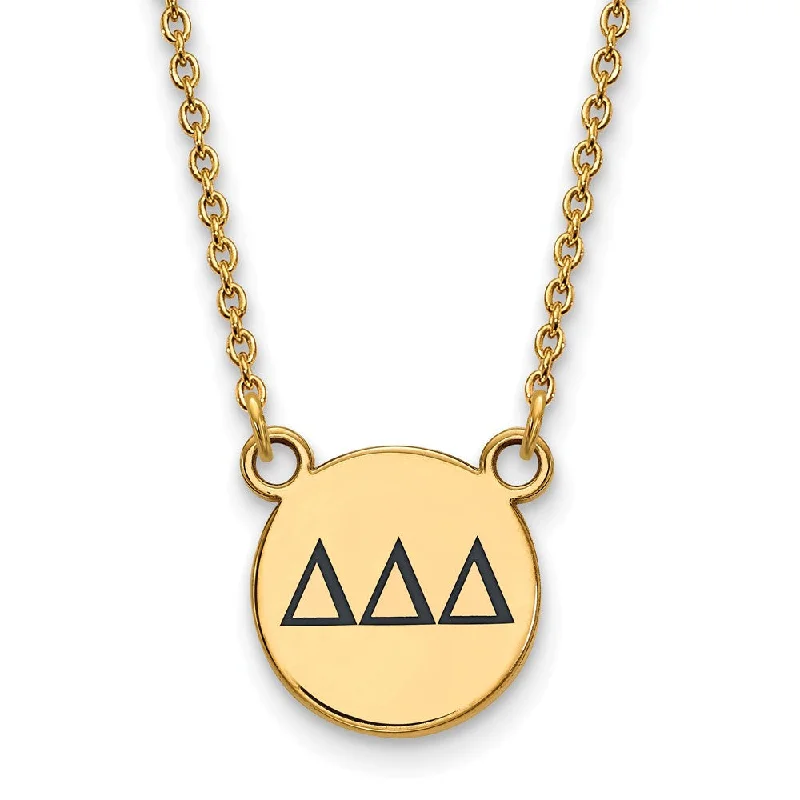 Ladies necklaces for party nights -14K Plated Silver Delta Delta Delta Sm Enamel Greek Letters Necklace