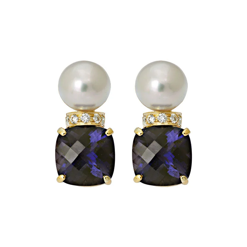 ladies-heart-gold-earrings-Earrings- Iolite, South Sea Pearl and Diamond