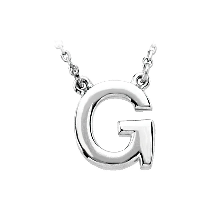 Ladies necklaces for luxe occasions -14K White Gold, Kendall Collection, Block Initial G Necklace, 16 Inch