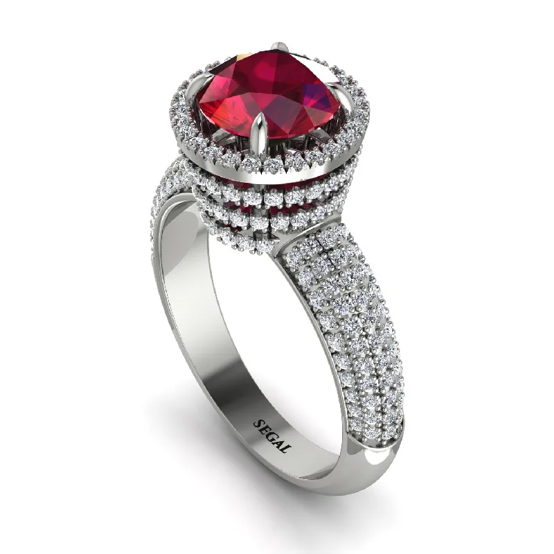 engagement-classic-rose-gold-rings-Ruby Cluster Halo Engagement Ring - Katie No. 12