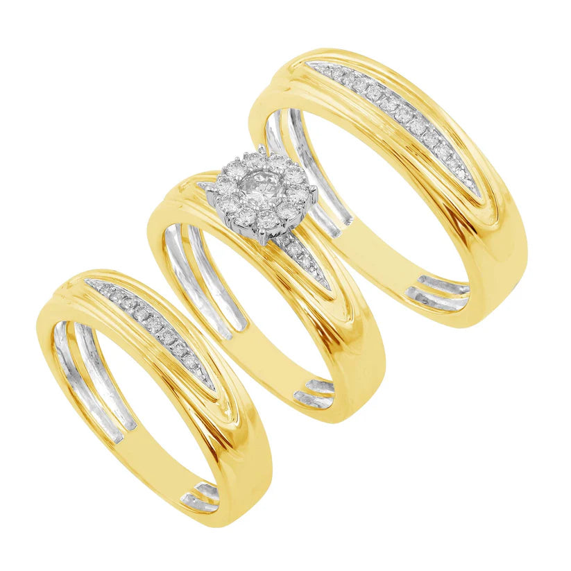 engagement-silver-channel-set-rings-Diamond 3Pset Engagement Ring (14K)