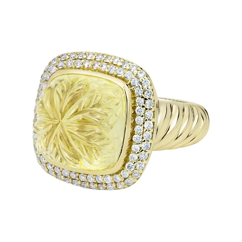 ladies-vintage-diamond-rings-Ring - Lemon Quartz And Diamond (2323B)