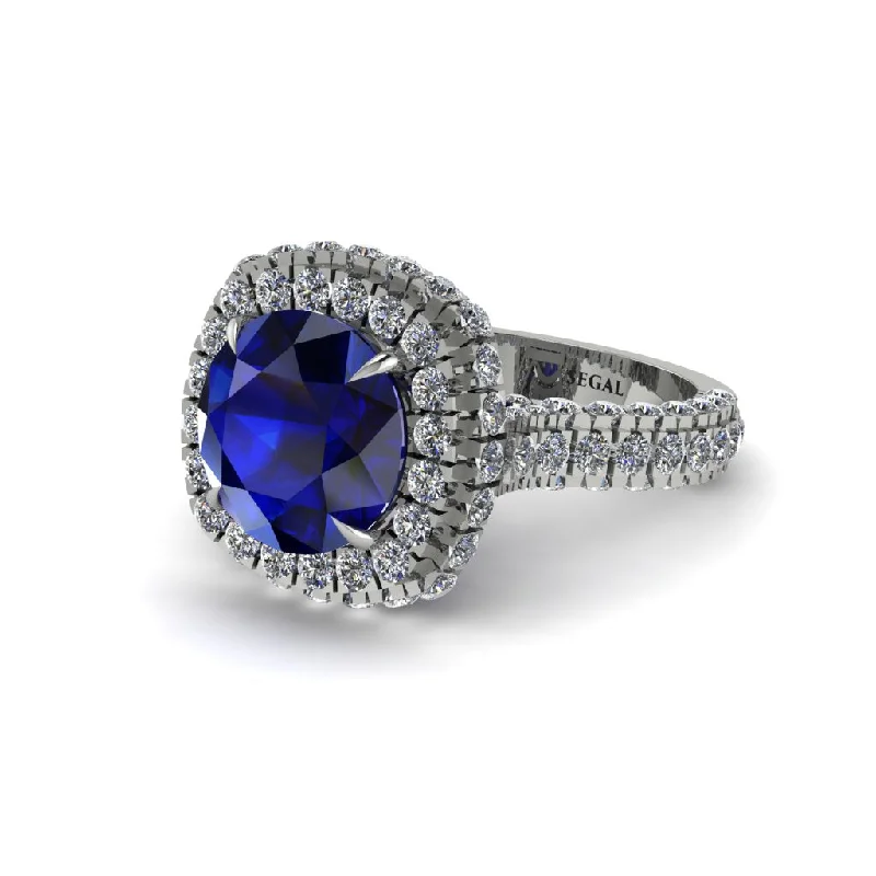 engagement-silver-halo-rings-Sapphire Pave Double Halo Engagement Ring - Eve No. 15