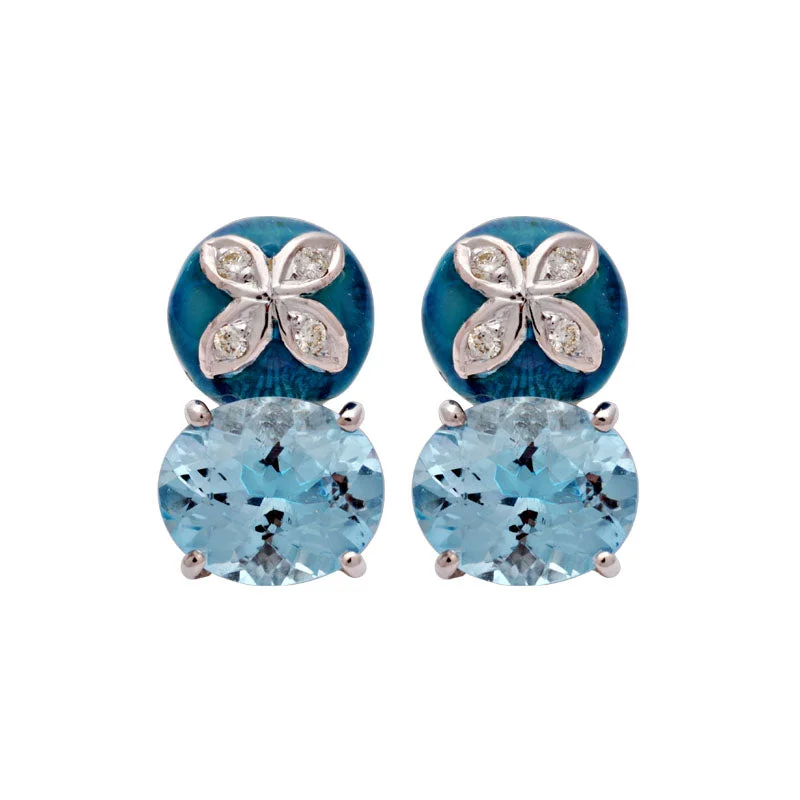 ladies-party-french-wire-earrings-Earrings-Blue Topaz and Diamond (Enamel)