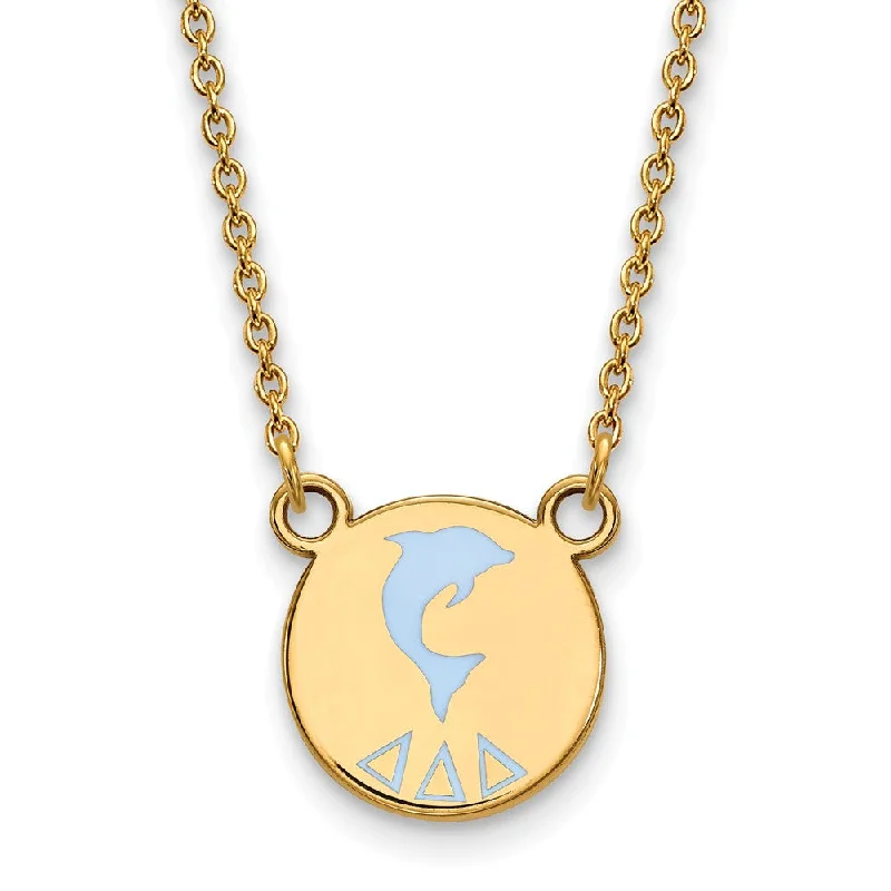 Ladies necklaces for home days -14K Plated Silver Delta Delta Delta Small Enamel Necklace