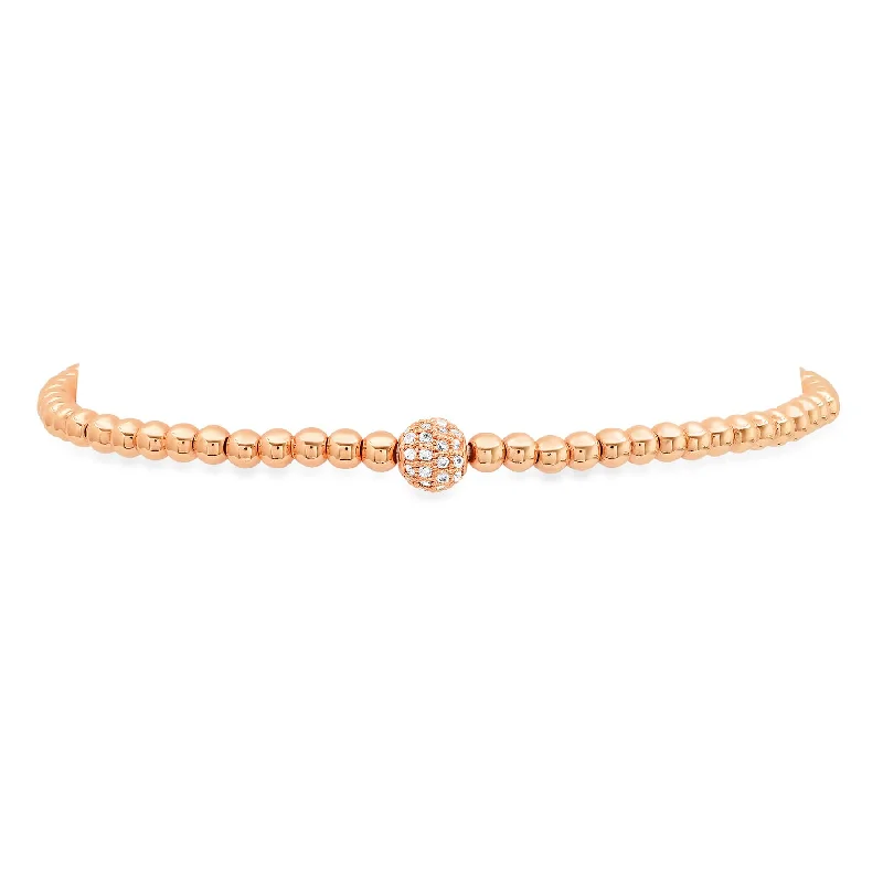 Ladies bracelets for prom vibes -BALL STRETCH BRACELET, ROSE GOLD