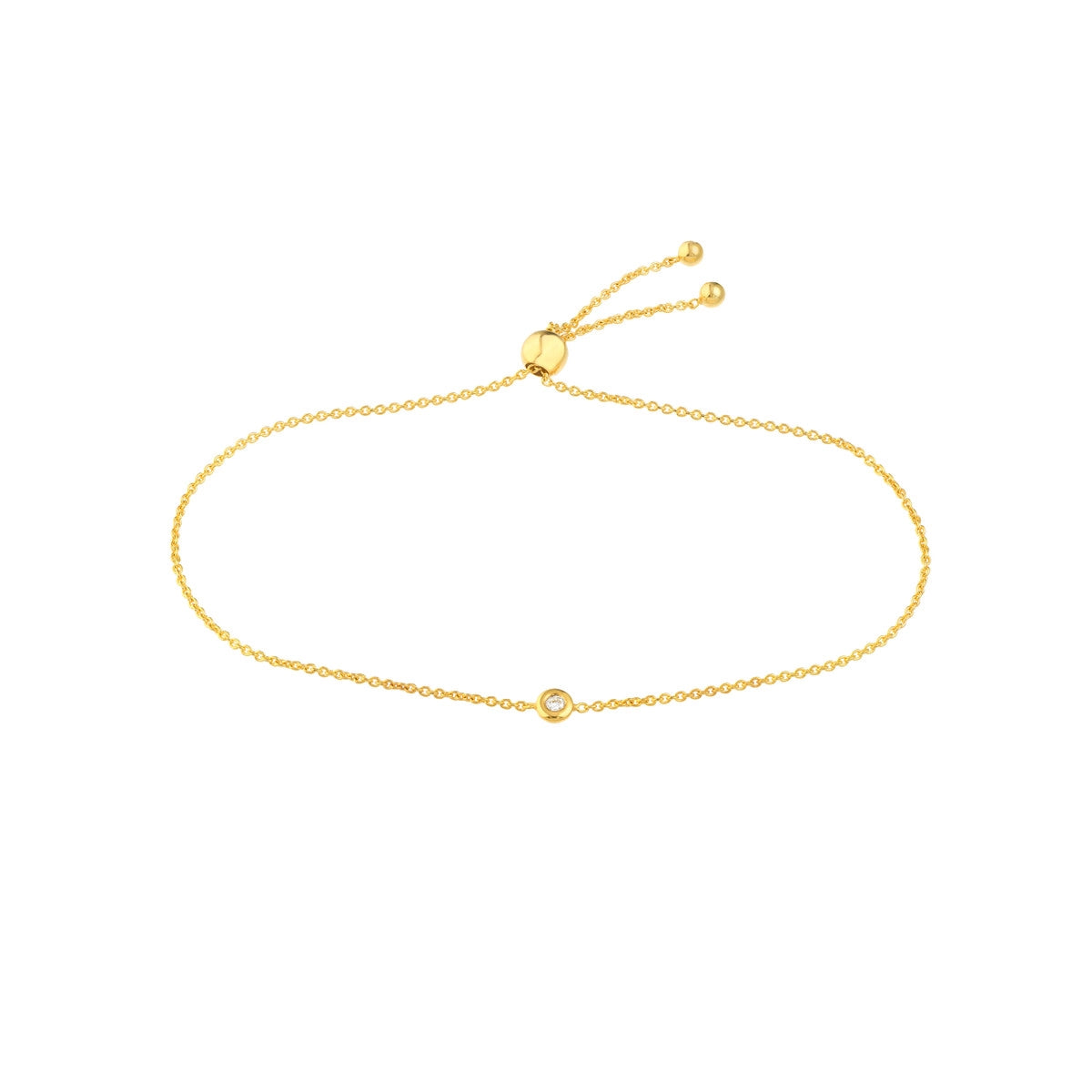 Ladies bracelets with flare charms -14K Yellow Gold Diamond Bolo Bracelet