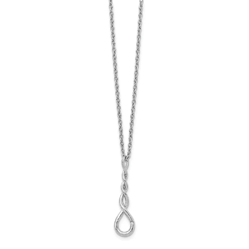 Ladies necklaces for easy wear -Twisted Diamond Pendant Adjustable Necklace in Rhodium Plated Silver