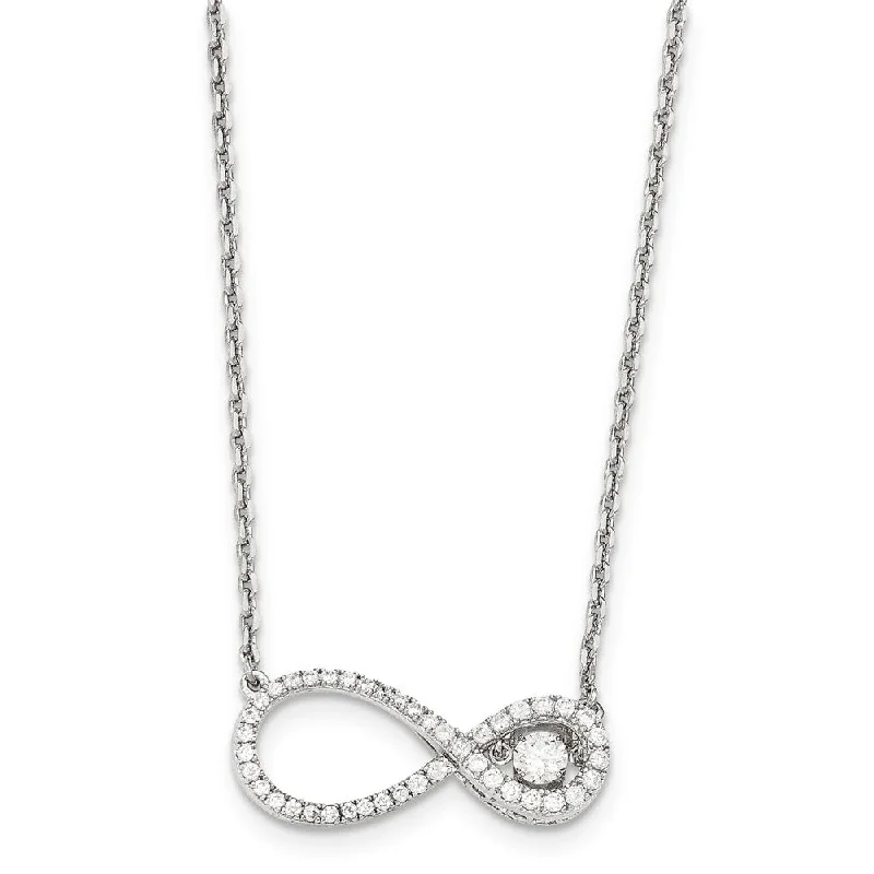 Ladies necklaces for honor vibes -Platinum Plated Sterling Silver & CZ Infinity Necklace, 16-18 Inch