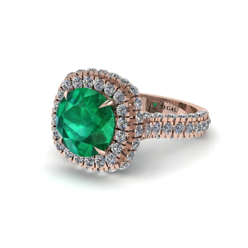 engagement-birthstone-accent-rings-Emerald Pave Double Halo Engagement Ring - Eve No. 5