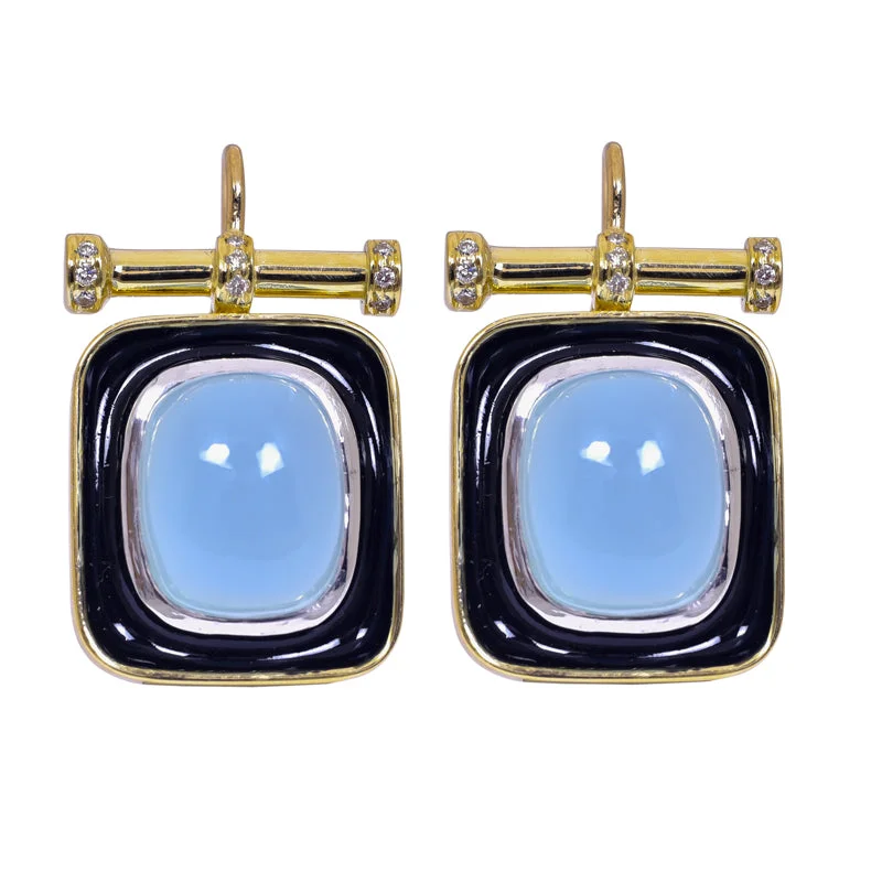 ladies-rustic-clip-on-earrings-Earrings- Chalcedony and Diamond (Enamel)