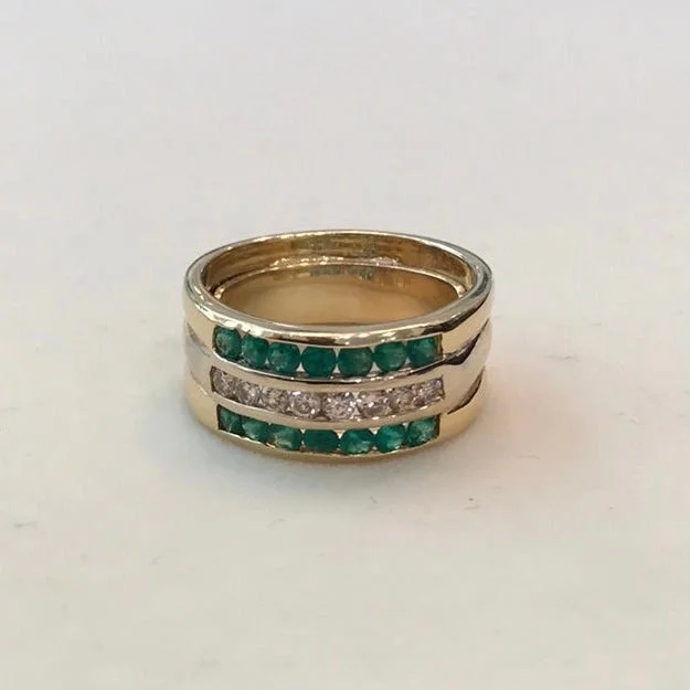 ladies-marquise-cut-silver-rings-Repair - Ring - Emerald and Diamond