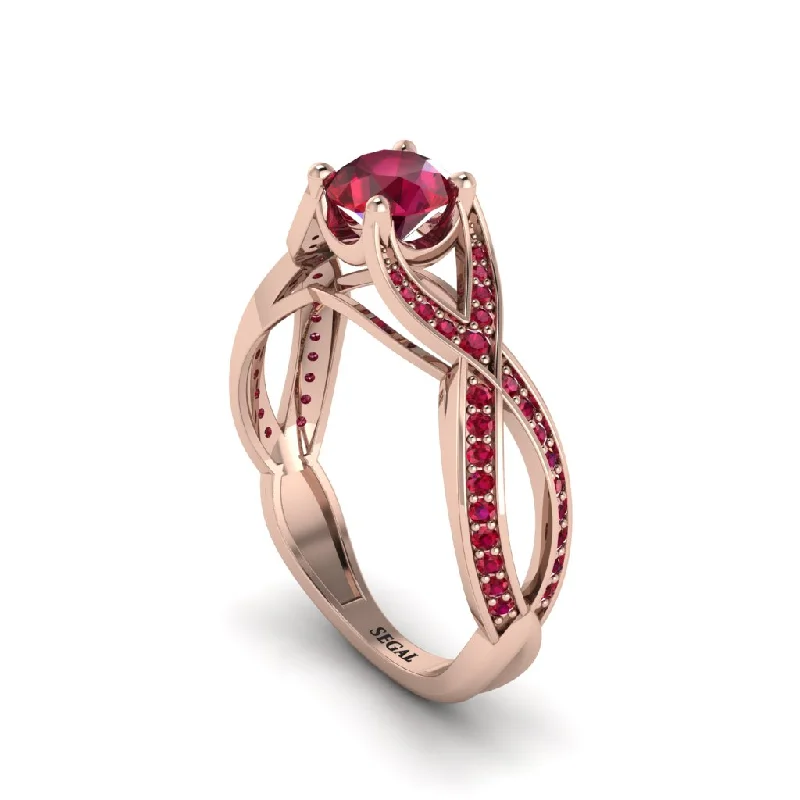 engagement-princess-cut-platinum-rings-Ruby Eternal Twist Engagement Ring - Maisie No. 56