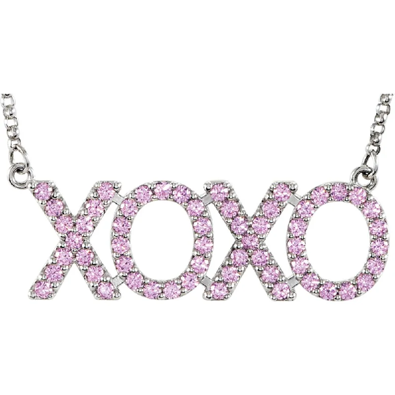 Ladies necklaces faint brilliance -XOXO Pink Cubic Zirconia and Sterling Silver Necklace, 18 Inch